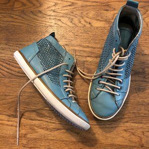 Geox Perforated Leather High Top Sneakers